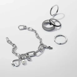 Pandora Anneau Double Blanc et Pavé ME | Femme Bague