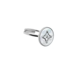 Pierre Lannier Bijoux Bague Ajustable Femme Pierre Lannier TALLIA Acier Argenté Nacre Blanche | Femme Bague