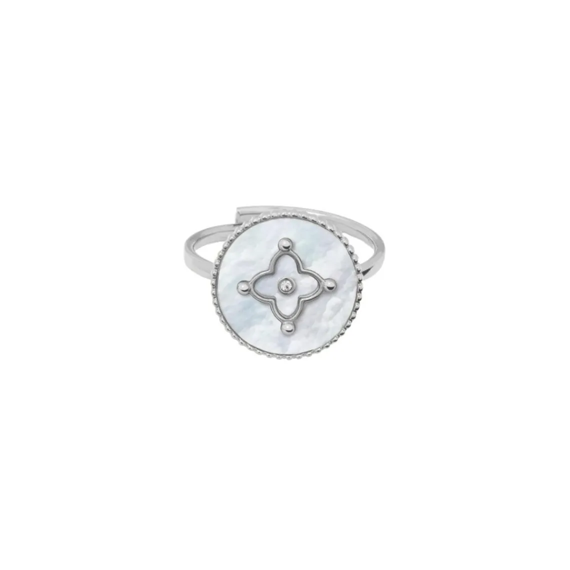 Pierre Lannier Bijoux Bague Ajustable Femme Pierre Lannier TALLIA Acier Argenté Nacre Blanche | Femme Bague