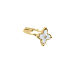Pierre Lannier Bijoux Bague Ajustable Femme Pierre Lannier RUBYA Acier Doré Nacre Blanche | Femme Bague