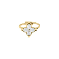 Pierre Lannier Bijoux Bague Ajustable Femme Pierre Lannier RUBYA Acier Doré Nacre Blanche | Femme Bague