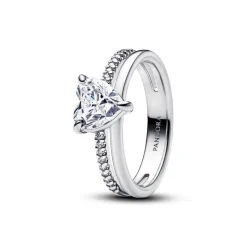 Pandora Bague Cœur Anneau Double Argent | Femme Bague