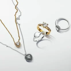 Pandora Bague Cœur Anneau Double Doré | Femme Bague