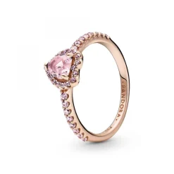 Pandora Bague Cœur Surélevé & cristal rose Timeless | Femme Bague