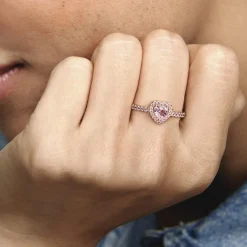 Pandora Bague Cœur Surélevé & cristal rose Timeless | Femme Bague