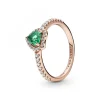 Pandora Bague Cœur Surélevé & cristal vert Timeless | Femme Bague