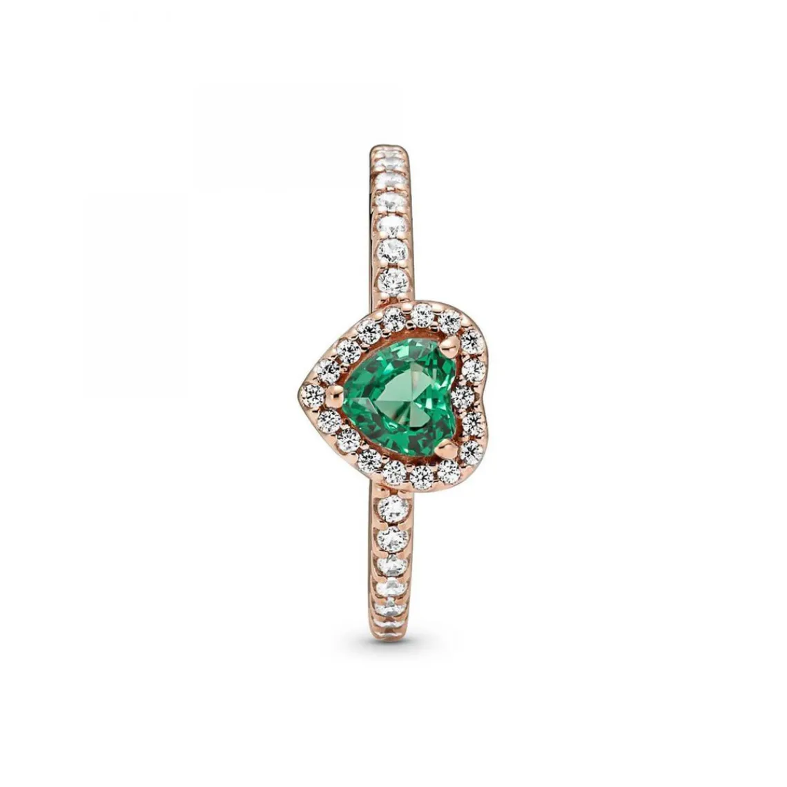 Pandora Bague Cœur Surélevé & cristal vert Timeless | Femme Bague