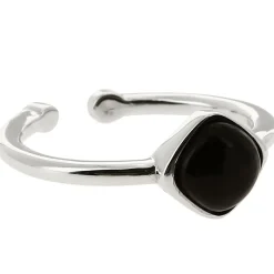 Kosma Paris Bague Ella Argenté Pierre Noir | Femme Bague
