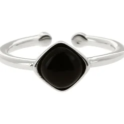 Kosma Paris Bague Ella Argenté Pierre Noir | Femme Bague