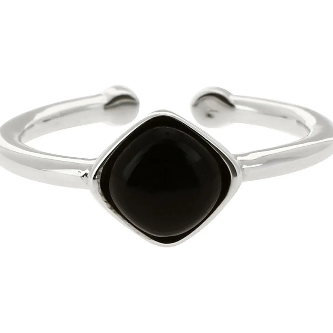 Kosma Paris Bague Ella Argenté Pierre Noir | Femme Bague