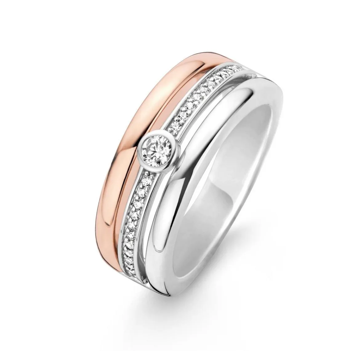 Ti Sento Bague Embrace 12094ZR - Bague Sertie Cristaux Clos Femme | Femme Bague