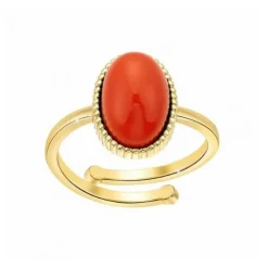 Angèle M Bijoux Bague Femme Angèle M B2457-RED-ONYX - Métal Doré | Femme Bague