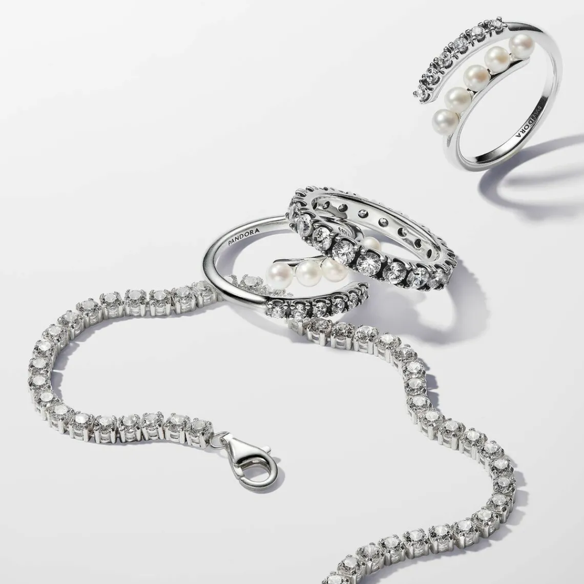 Pandora Bague femme argent sterling 193145C01 avec perle blanche et zircone transparente Timeless | Femme Bague