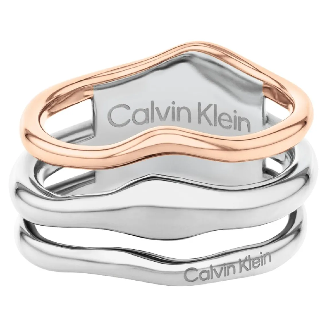 Calvin Klein Bijoux Bague femme CK Wavy Sculptural - 35000651 Acier Doré Rose | Femme Bague