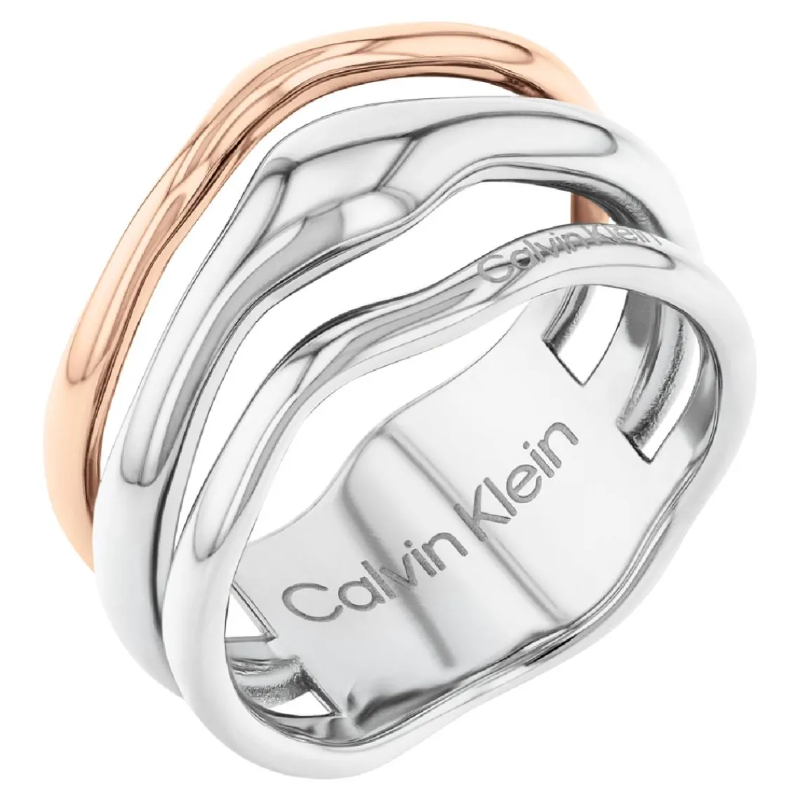 Calvin Klein Bijoux Bague femme CK Wavy Sculptural - 35000651 Acier Doré Rose | Femme Bague