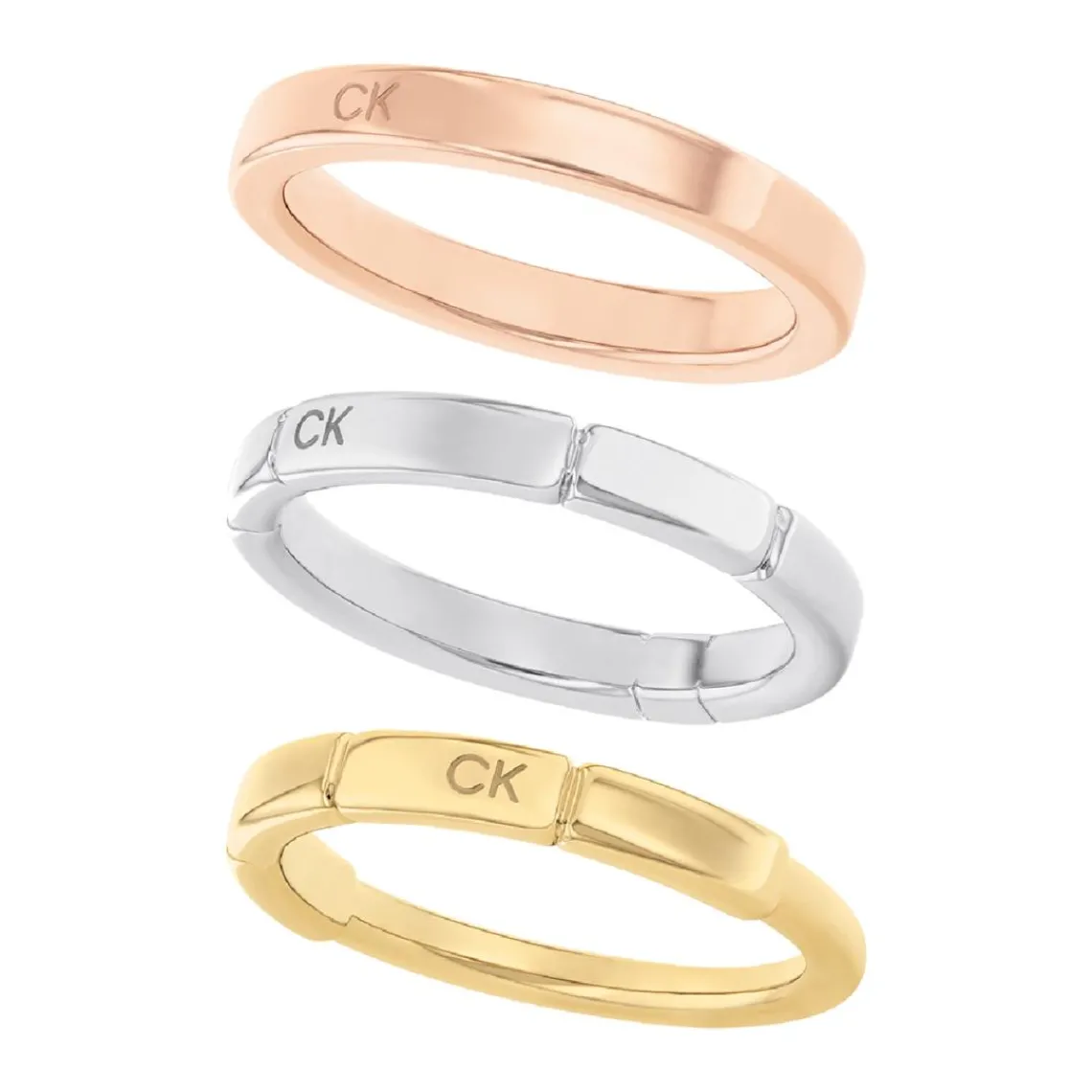 Calvin Klein Bijoux Bague femme Calvin Klein Soft Square - 35000458 Acier Argent, Doré rose | Femme Bague
