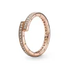 Pandora Bague Femme Chevauchement Scintillant Signature - 189491C01 Métal doré à l'or rose fin 585/1000 | Femme Bague