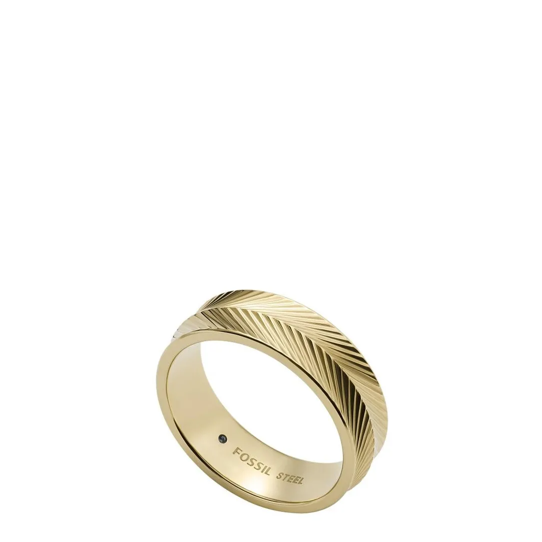 Fossil Bijoux bague femme Linear Texture - JF04118710 Acier Doré | Femme Bague