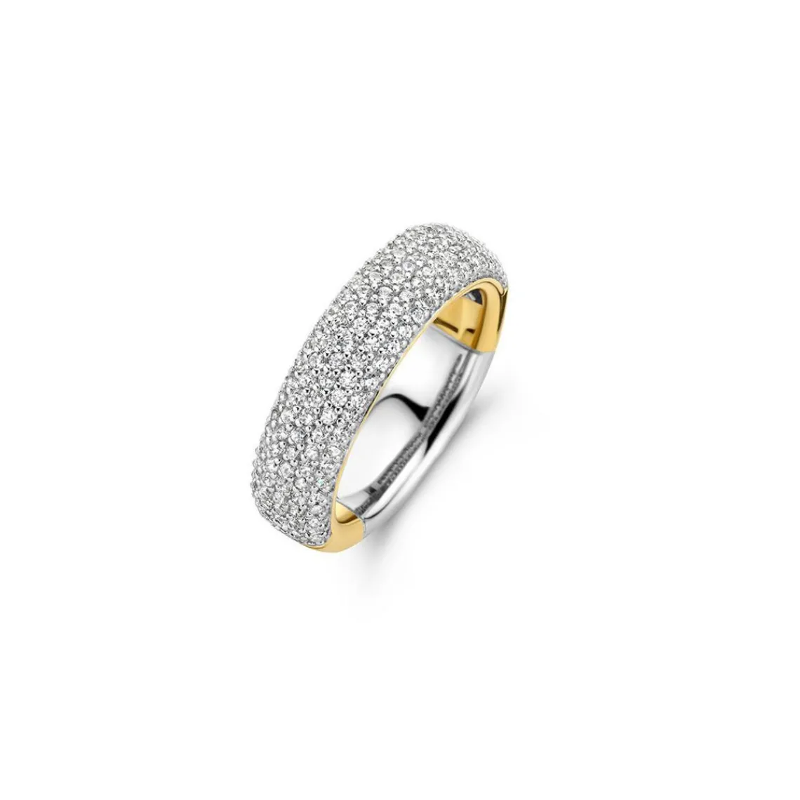 Ti Sento Bague femme - Bague argent doré pavée d'oxydes de zirconium | Femme Bague