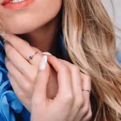 Sloya Bague Gemia En Pierre Lapis-Lazuli Plaqué Or | Femme Bague