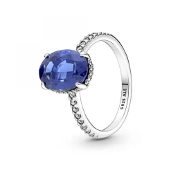 Pandora Bague Halo avec Pierre ovale bleue Timeless | Femme Bague