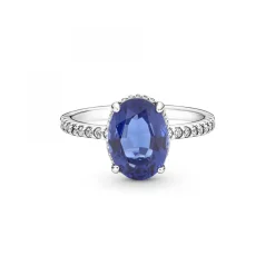Pandora Bague Halo avec Pierre ovale bleue Timeless | Femme Bague