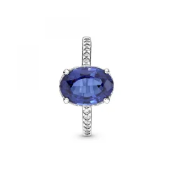 Pandora Bague Halo avec Pierre ovale bleue Timeless | Femme Bague