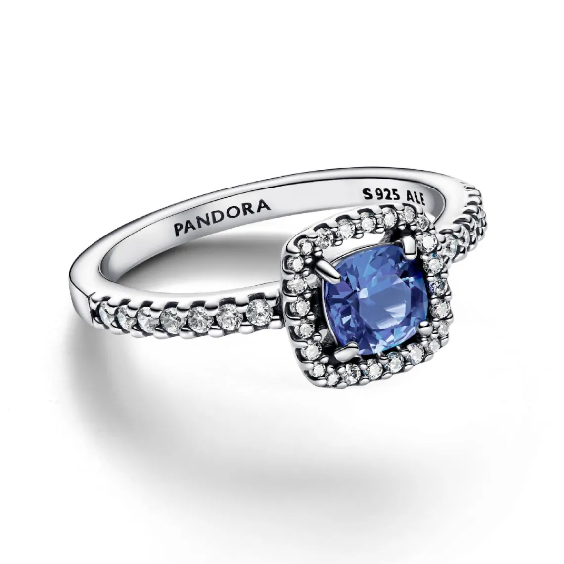 Pandora Bague Halo Bleu Carré Scintillant | Femme Bague