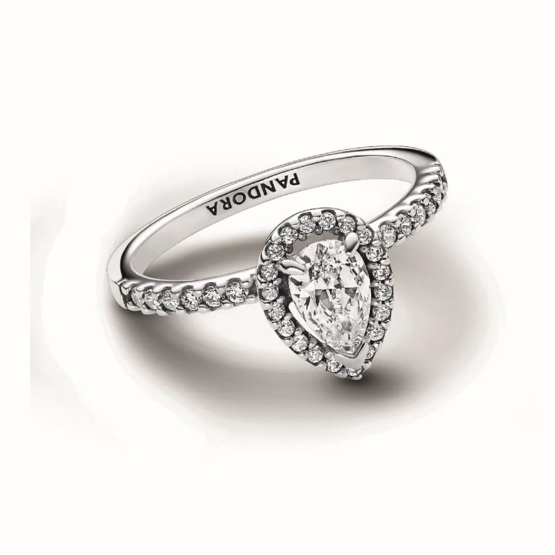 Pandora Bague Halo Poire Scintillant Argent | Femme Bague