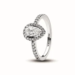Pandora Bague Halo Poire Scintillant Argent | Femme Bague