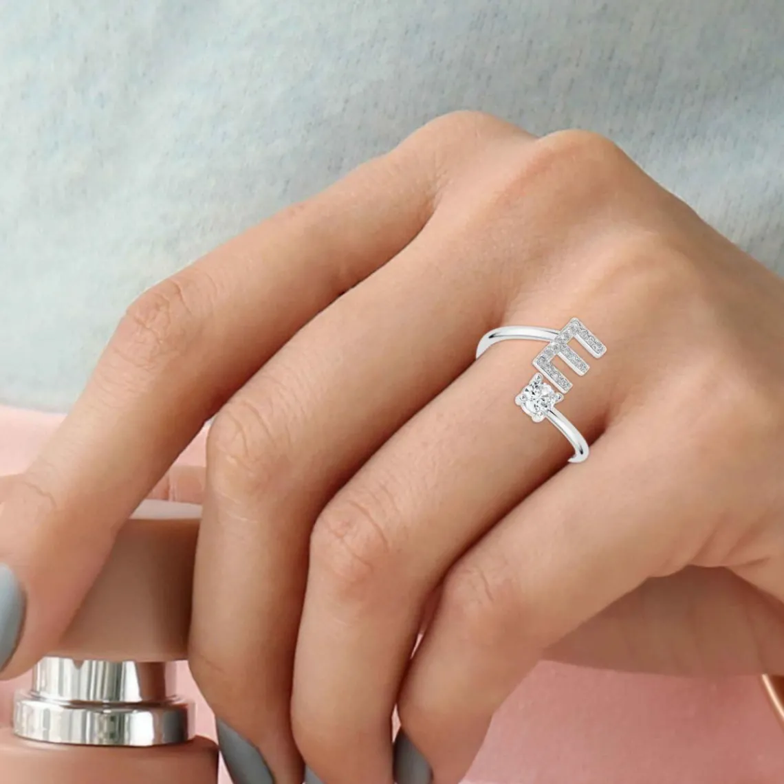 Athème Bague initiale E Femme B2804-E - Métal Argent | Femme Bague