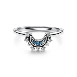 Pandora Bague Lune Scintillante Bleu Céleste | Femme Bague