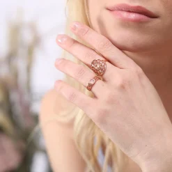 Kosma Paris Bague Mia Doré Rose & Quartz Rose | Femme Bague