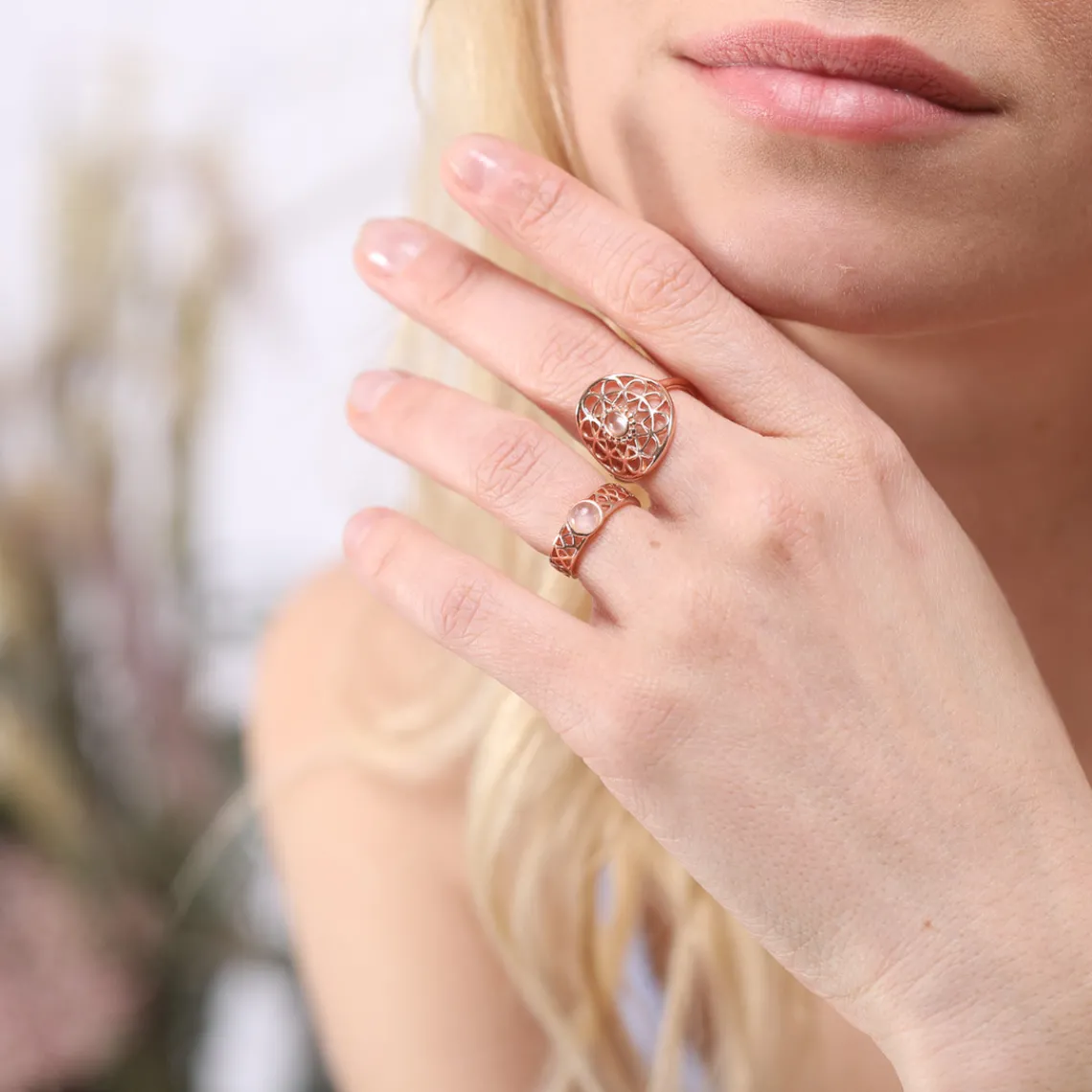 Kosma Paris Bague Mia Doré Rose & Quartz Rose | Femme Bague
