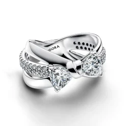 Pandora Bague Nœud Et Anneaux Entrecroisés Scintillants Argent | Femme Bague