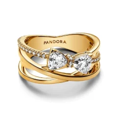 Pandora Bague Nœud Et Anneaux Entrecroisés Scintillants Doré | Femme Bague
