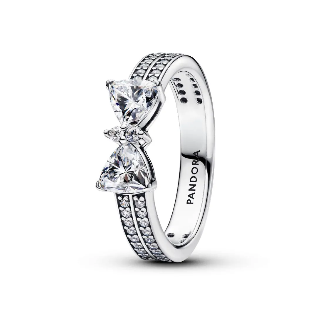 Pandora Bague Nœud et Double Rang Scintillant | Femme Bague