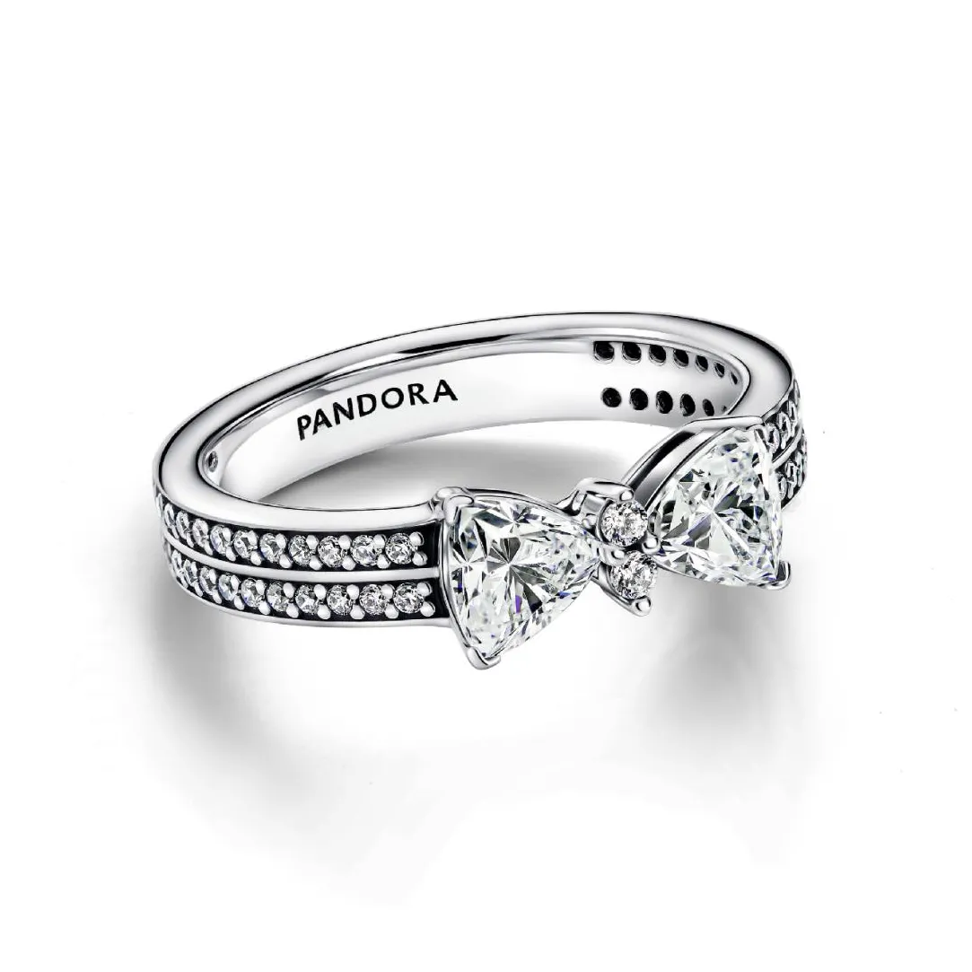 Pandora Bague Nœud et Double Rang Scintillant | Femme Bague