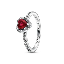 Pandora Bague - Cœur Surélevé Rouge Scintillant | Femme Bague