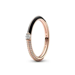 Pandora Bague ME - Anneau Double Noir et Pavé | Femme Bague