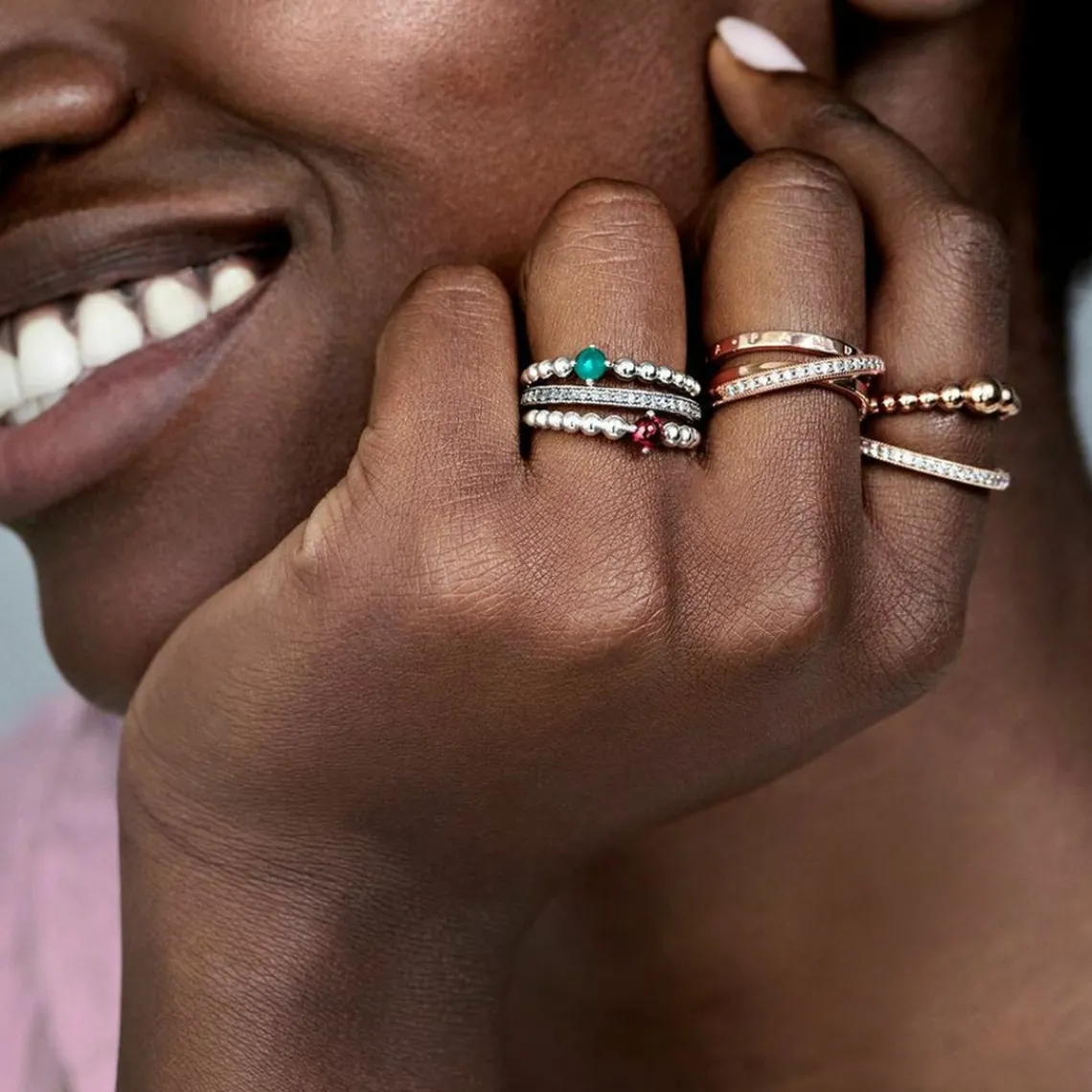 Pandora Bague Signature Scintillement & Cœurs | Femme Bague