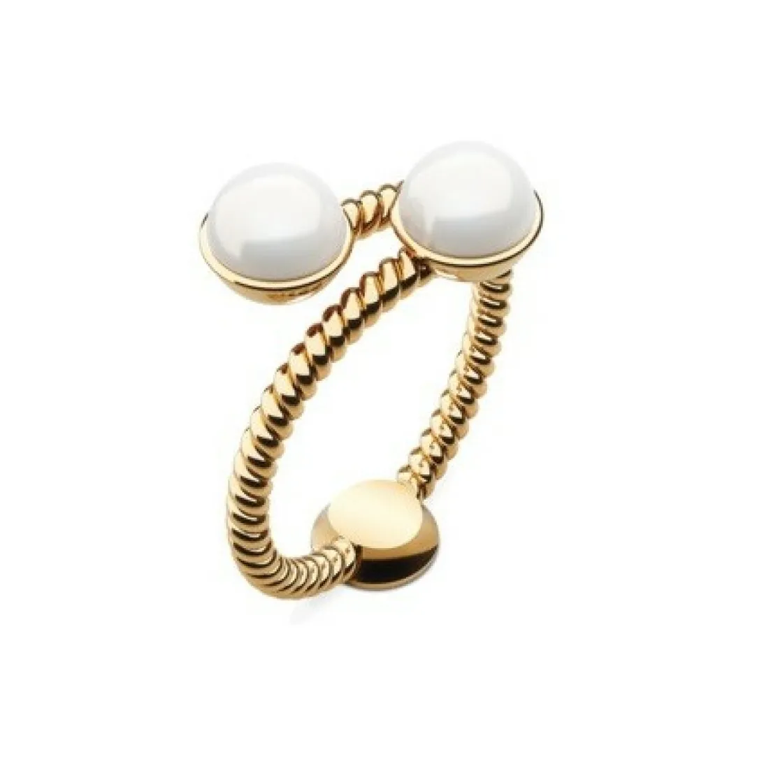 Paul Hewitt Bijoux Bague Paul Hewitt PH-FR-ROPE-G - Rope Pearl Acier Doré Femme | Femme Bague
