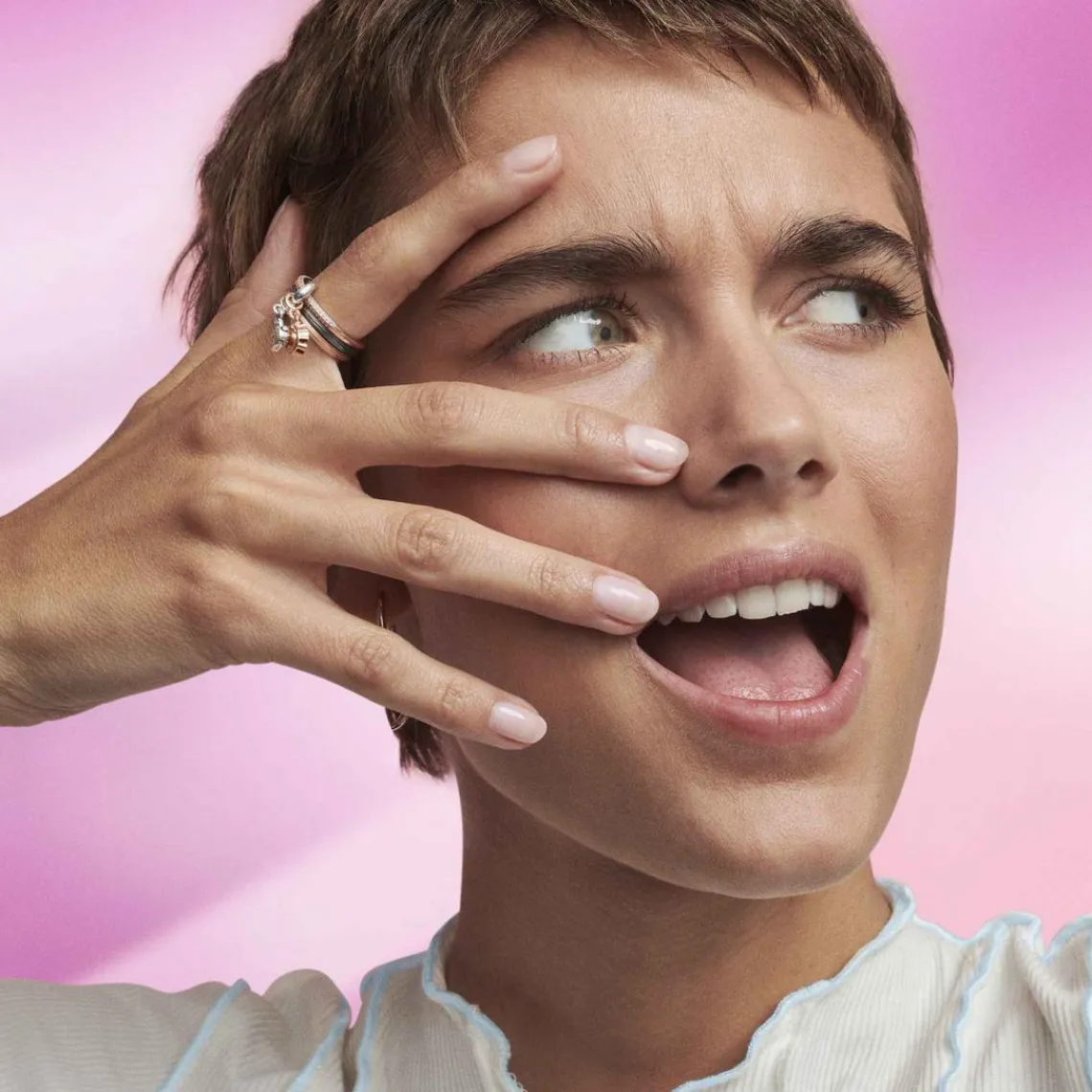 Pandora Bague Pavée ronde argent ME | Femme Bague