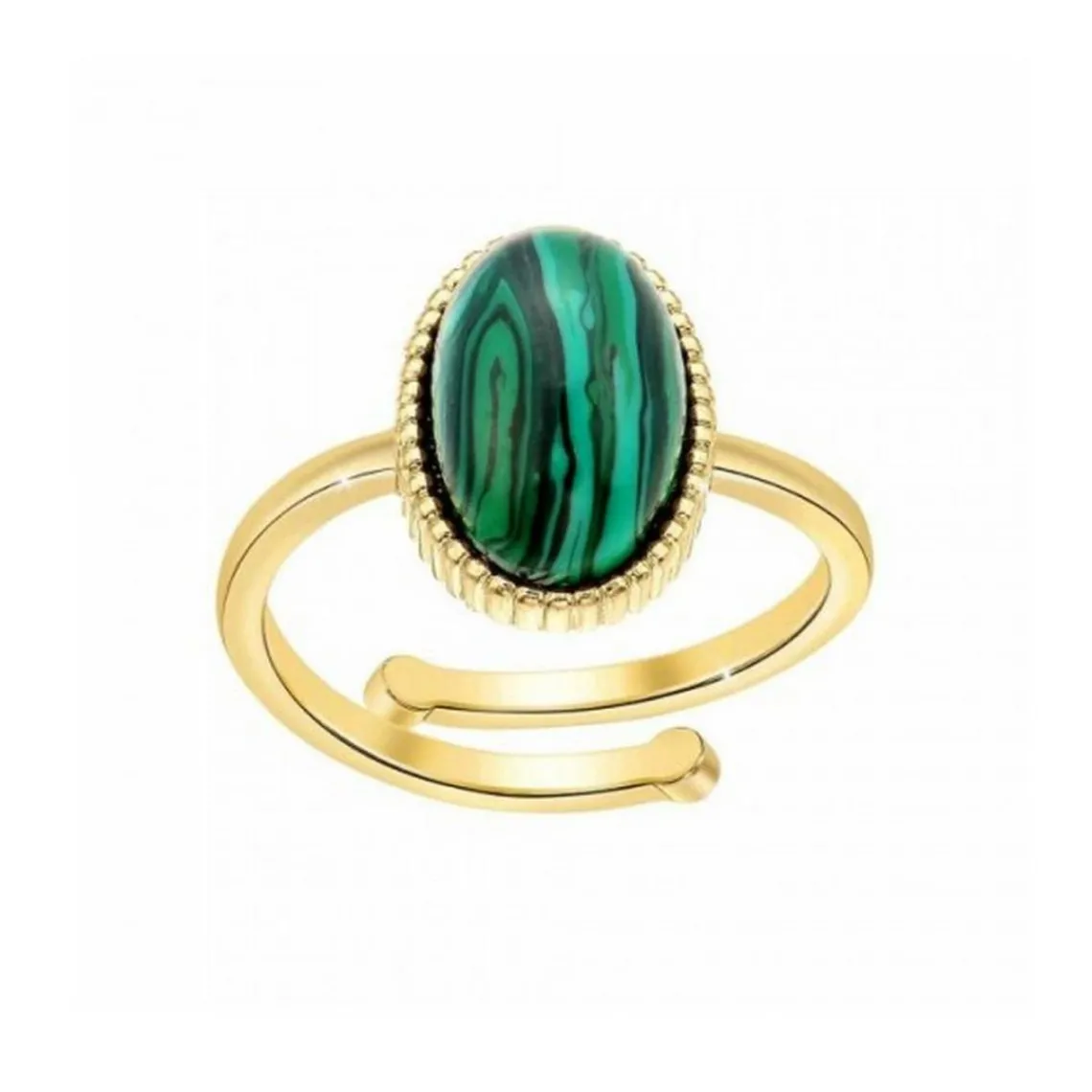 Angèle M Bijoux Bagues Femme Angèle M B2457-MALACHITE - Métal Doré | Femme Bague