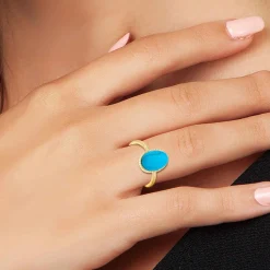 Angèle M Bijoux Bagues Femme Angèle M B2457-TURQUOISE - Métal Doré | Femme Bague