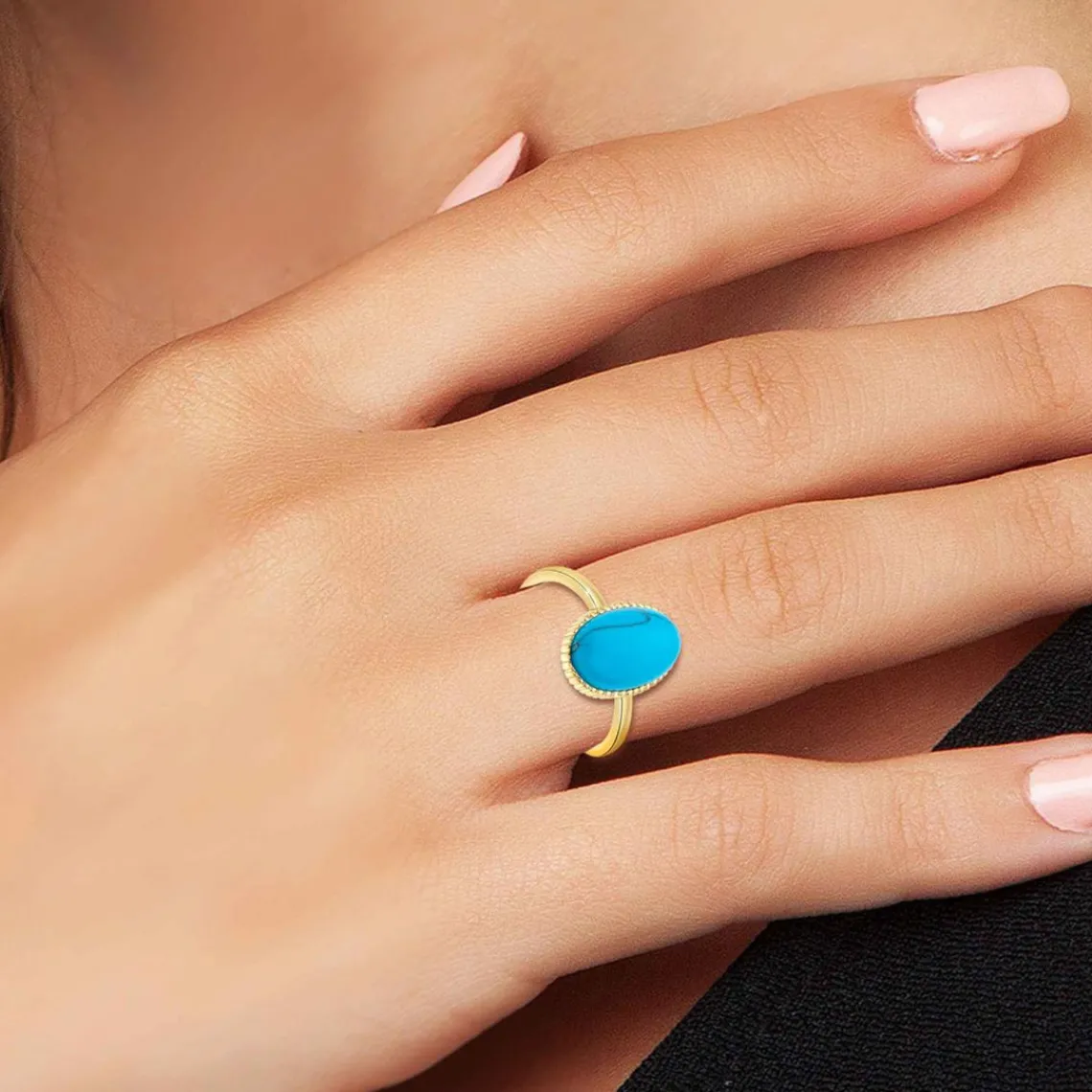Angèle M Bijoux Bagues Femme Angèle M B2457-TURQUOISE - Métal Doré | Femme Bague