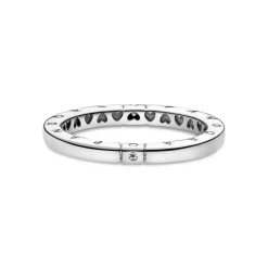 Pandora Bagues Femme Logo et Cœurs Argent Signature | Femme Bague