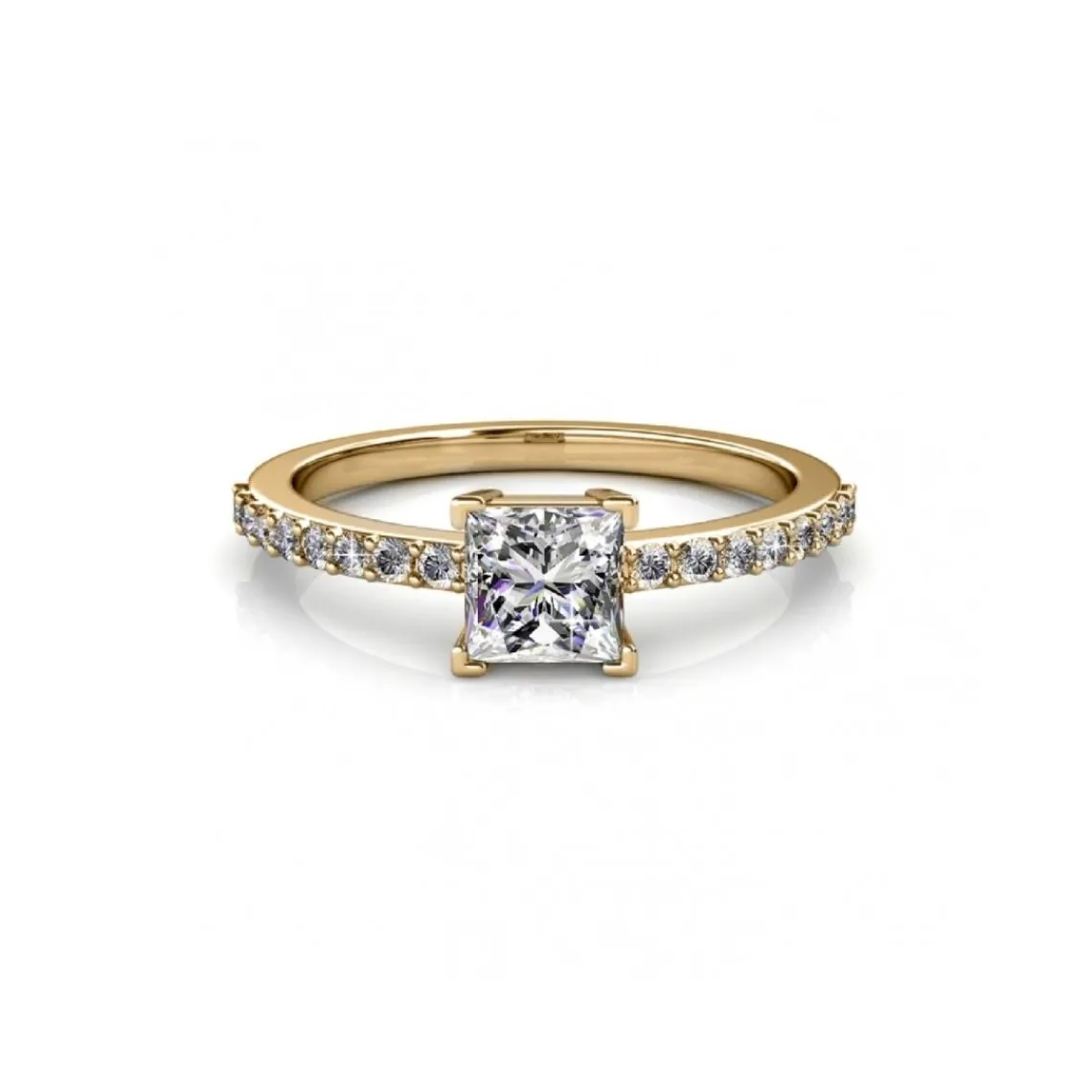 MYC-Paris Bague Simple Square DR0347-G - Doré Et Cristal | Femme Bague
