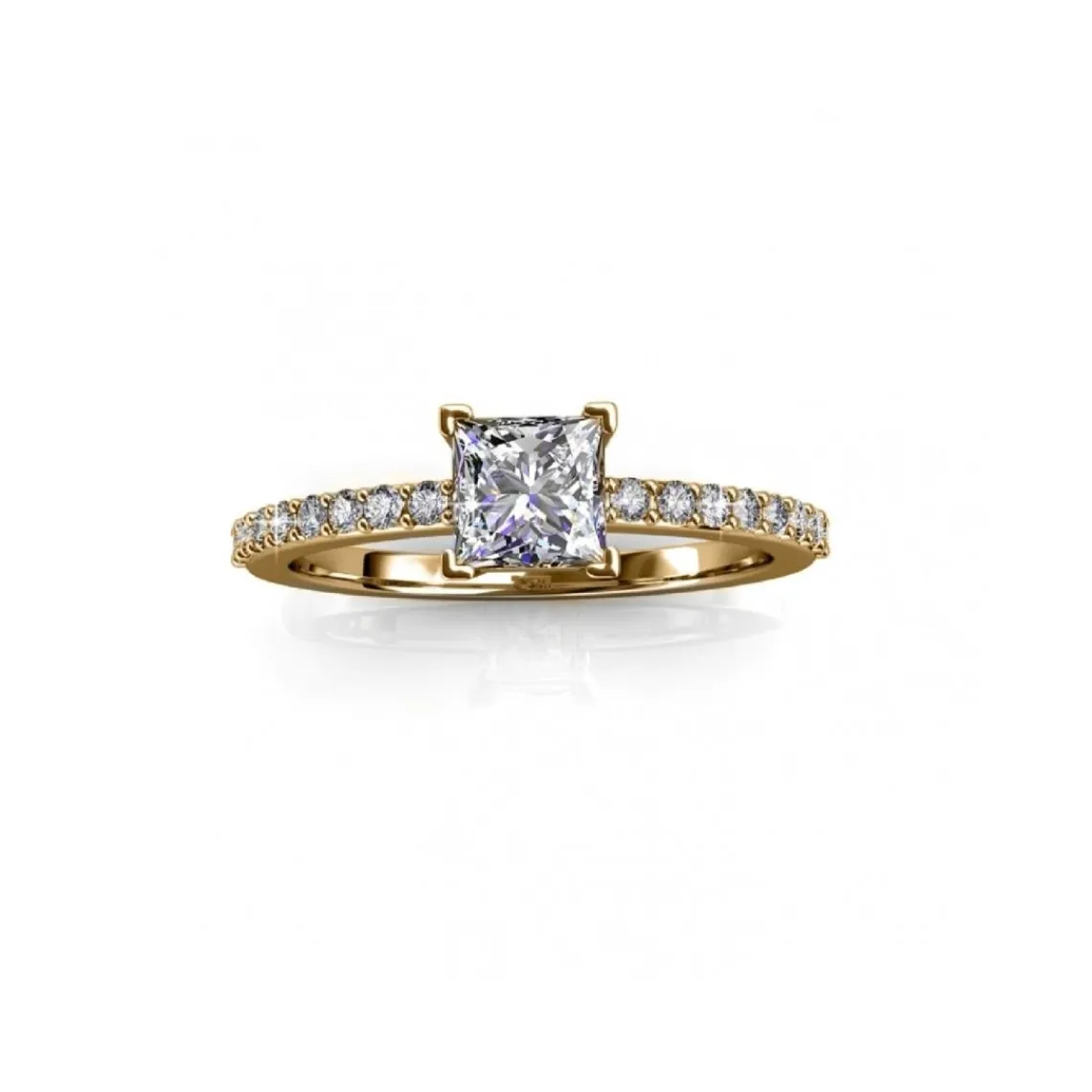MYC-Paris Bague Simple Square DR0347-G - Doré Et Cristal | Femme Bague