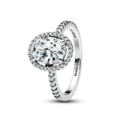 Pandora Bague Spectaculaire Halo Ovale Scintillant | Femme Bague